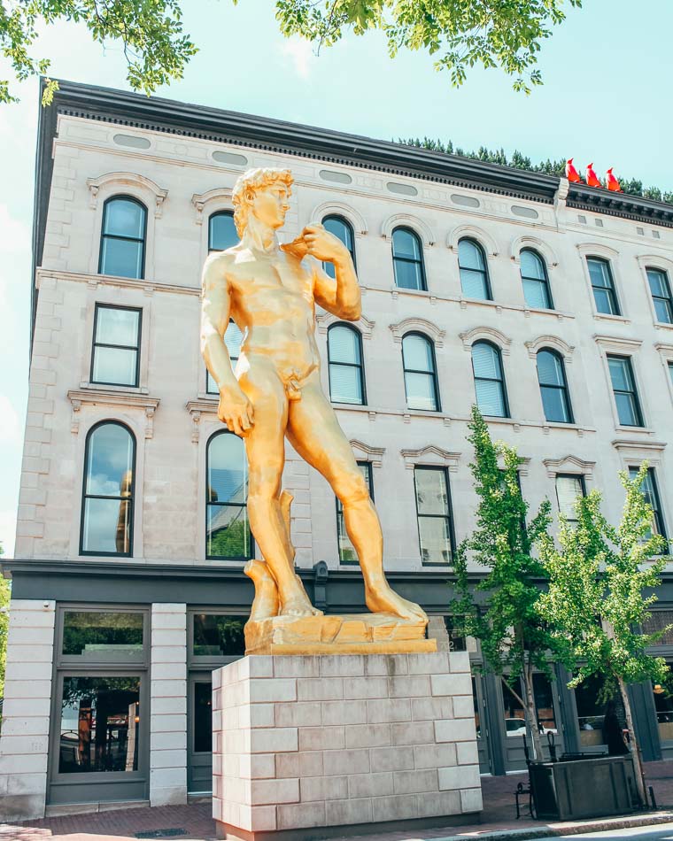 Golden David Statue at 21C Museum Hotel in Louisville Kentucky