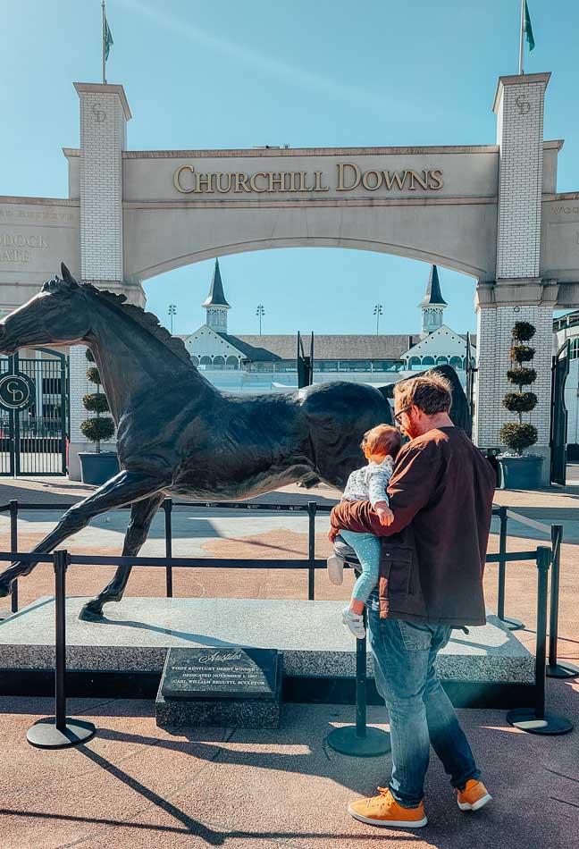 Baby at Churchill Downs front entrance