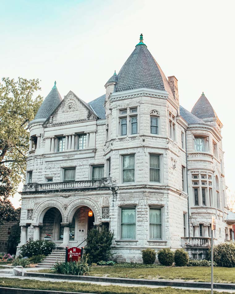 The historic Conrad-Caldwell house museum, a Victorian castle in Old Louisville, Kentucky.