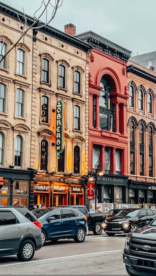 Whiskey Row in downtown Louisville on a walking bourbon and food tour