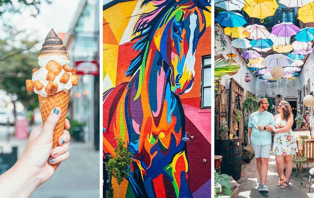 NuLu, aka "New Louisville," is the trendiest neighborhood in town. Historic brick buildings painted with vibrant murals line the streets housing hip local restaurants & bars pouring craft beer and bourbon, art galleries, and eclectic shops.