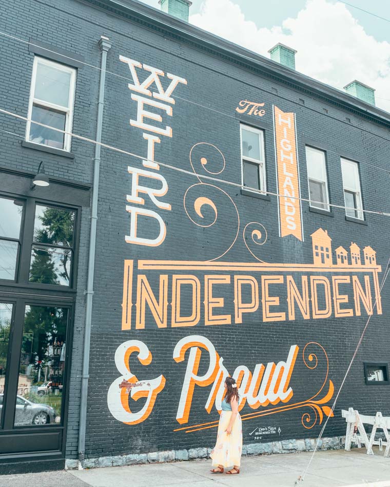 "Weird, Independent, & Proud" mural in the Highlands neighborhood of Louisville, Kentucky