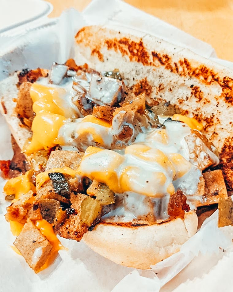 The vegan chopped chicken cheesesteak from V-Grits in Louisville KY