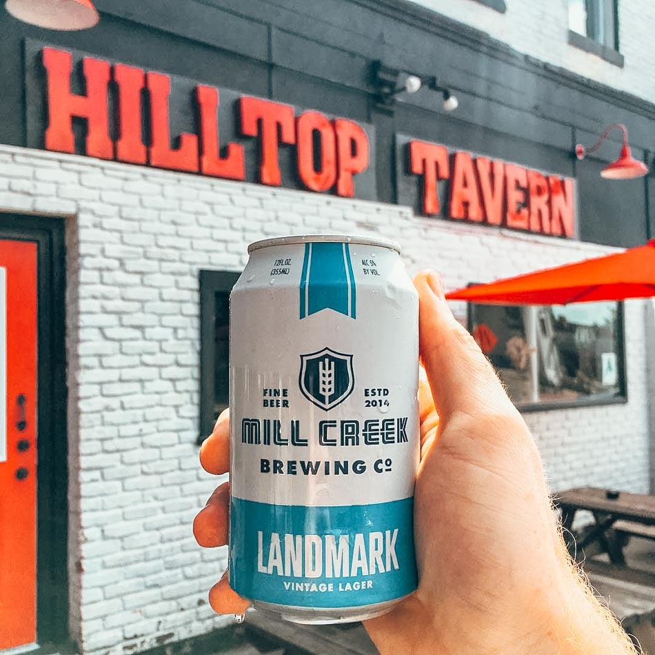 beer in front of hilltop tavern in clifton louisville ky