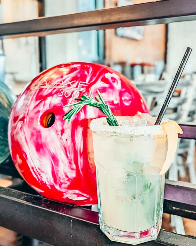 bowling ball and marg from vernon lanes in louisville ky