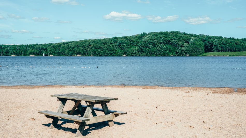 deam lake sandy beach in indiana