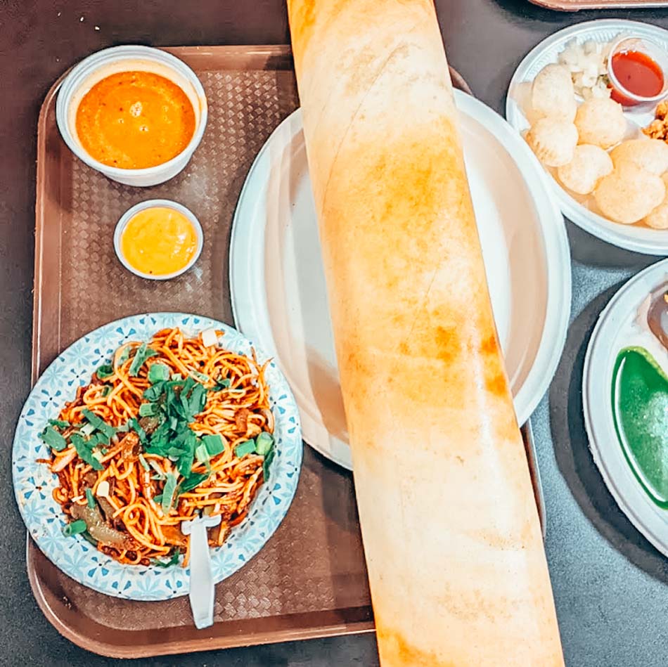 masala dosa and spicy hakka noodles from Shreeji Indian Vegetarian Street Food louisville ky