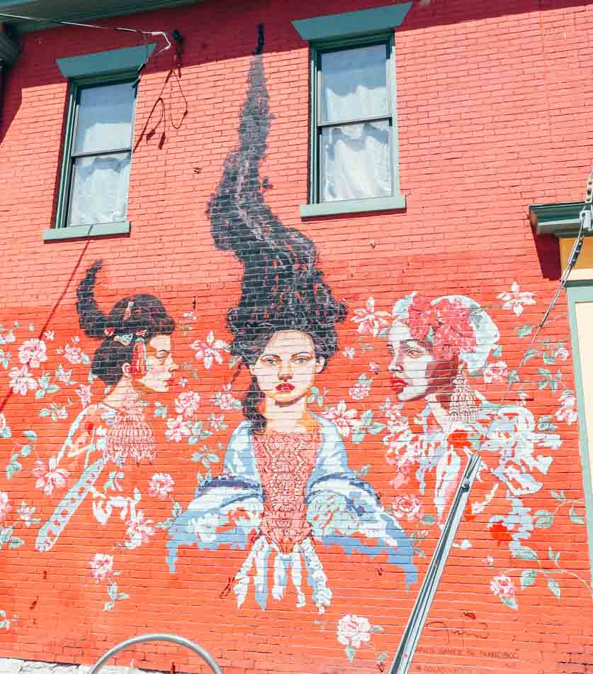 mural of girl with big hair on the side of nitty gritty in louisville ky-Blog Photo-2